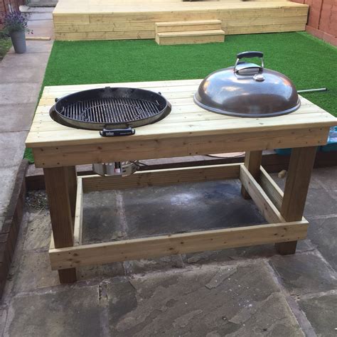 This diy grill station is simplicity itself. 57" weber table mod not quite complete | Diy bbq, Bbq ...
