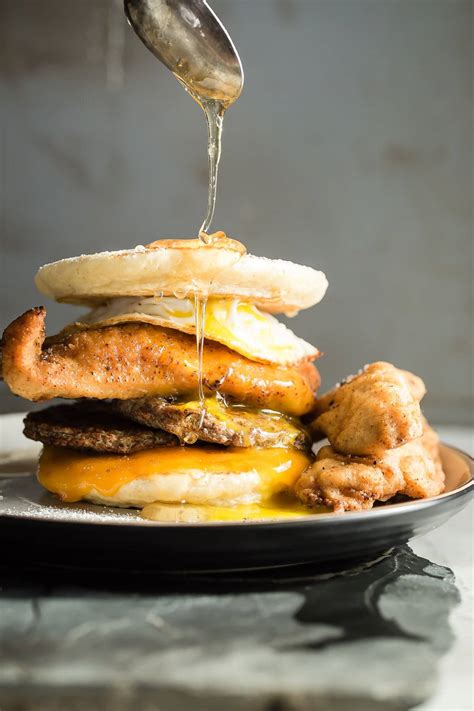 Congee is a delicious way to have chicken for breakfast. Fried Chicken and Sausage Breakfast Sandwich - Foodness ...