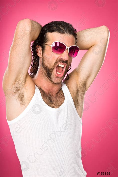 Funny Macho Man With Glasses Isolated On Pink Stock Photo 156155