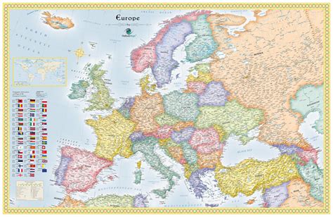 Europe Political Wall Map 2008