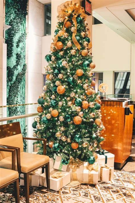 Emerald And Copper Christmas Tree Hotel Lobby Decor Greenscape