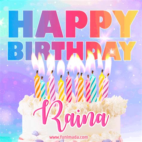 Candles, heart, candlelight, tea candles. Animated Happy Birthday Cake with Name Raina and Burning ...