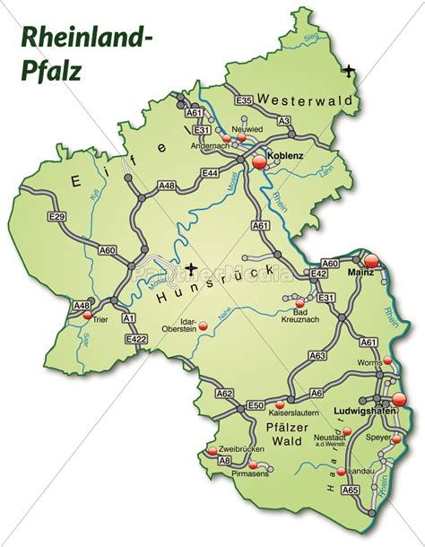 Karte Von Rheinland Pfalz Mit Verkehrsnetz In Lizenzfreies Bild