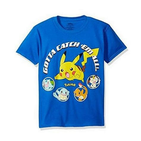 pokemon gotta catch em all pikachu characters blue adult anime cartoon t shirt