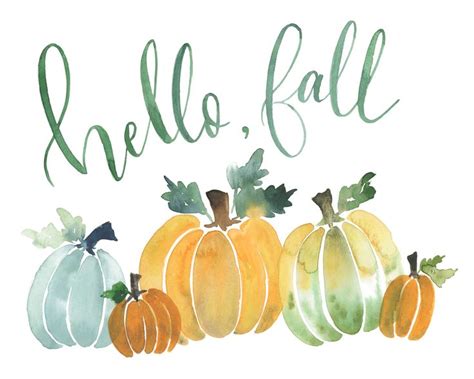 Watercolor Fall Pumpkin Printable Fall Watercolor Watercolor