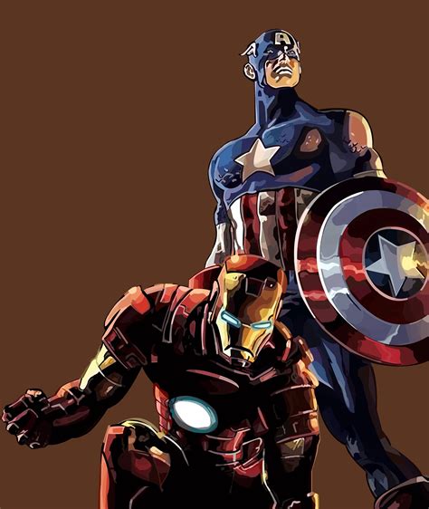 Captain America And Iron Man Vector Cap And Ironman Print Iron Etsy