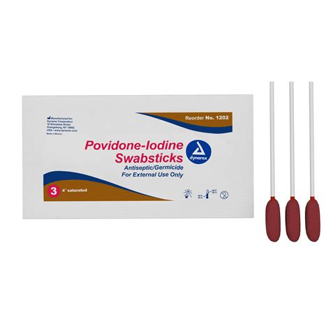 Povidone Iodine Swabsticks 1202 3 Swabsticks Per Packet 25 Per Box