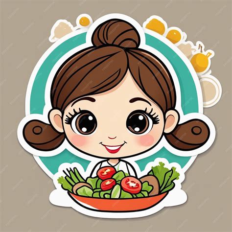 Premium Ai Image Sticker 2d Cute And Adorable Woman Big Eyes Smiling