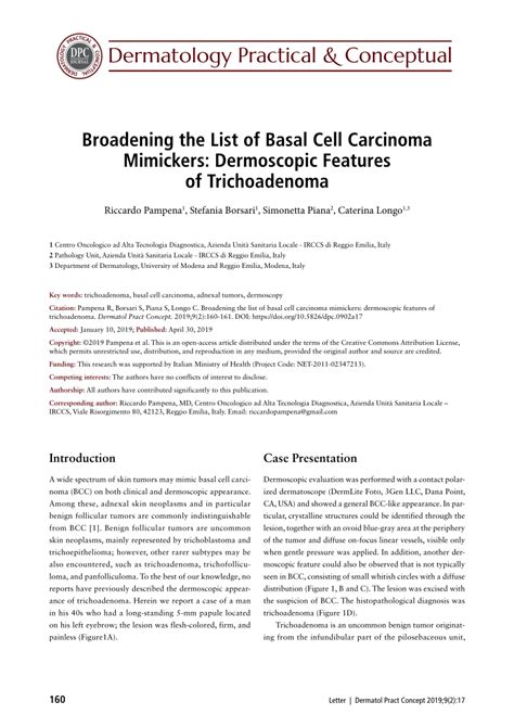 Pdf Broadening The List Of Basal Cell Carcinoma Mimickers