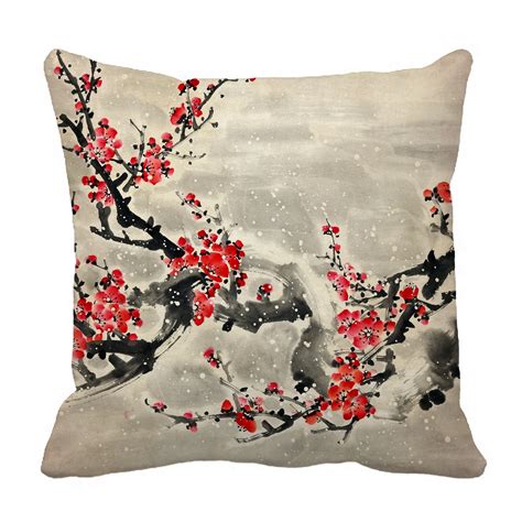 Ykcg Plum Blossom Floral Flower Traditional Chinese Painting Pillowcase