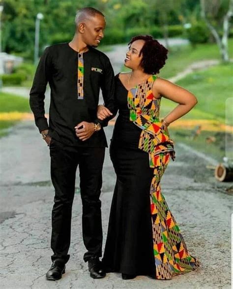 African Couple Outfits Women Kente Design Men Kente Design Etsy