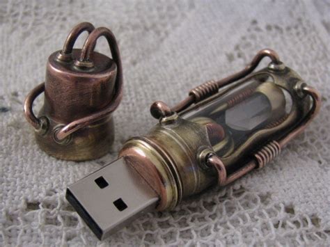 Steampunk Usb Flash Drive With Glowing Interior And Curved