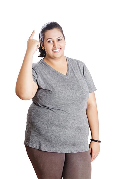Young Indian Fat Woman Showing Her Index Finger Up