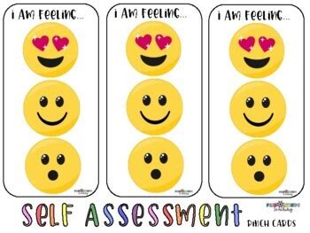 Emoji Self Assessment Pinch Cards And Posters By Fair Winds Teaching