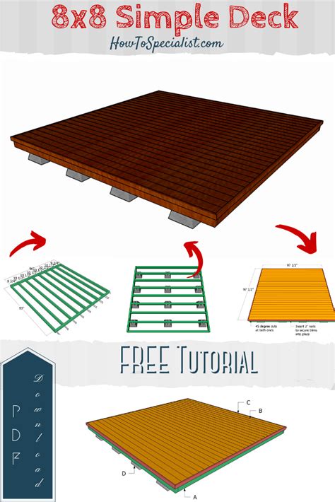 Simple Ground Level 8x8 Deck Free Diy Plans Howtospecialist How