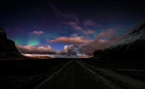 Night Road With Moon And Stars Hd Wallpaper Background