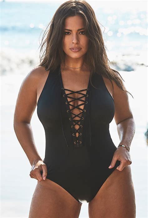 Plus Size Ashley Graham X Swimsuits For All Ceo Black Lace Up One Piece Swimsuit