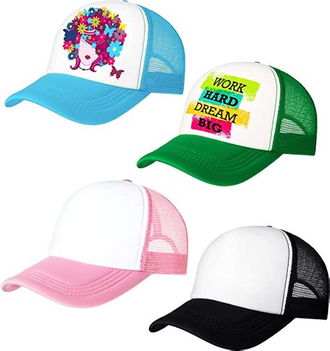 4 pieces sublimation trucker hat sublimation blank mesh hat unisex adult trucker caps for