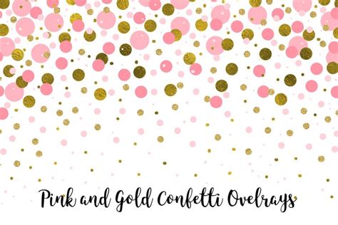 Pink And Gold Confetti Overlays Transparent Pngs 210622