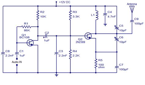 Fm Transmitter With Two Transistors ~circuit Diagram