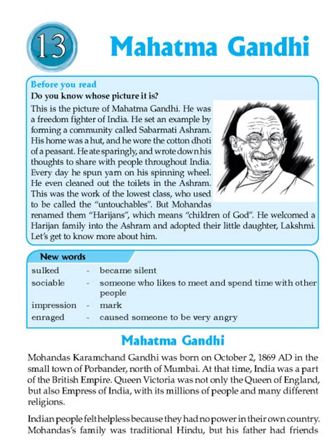 Literature Grade 6 Biographies Mahatma Gandhi Reading Comprehension