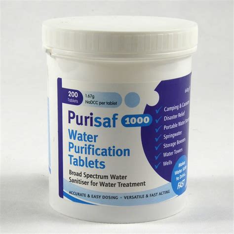Purisaf Water Purification Tablets 1000 167g Nadcc Maclin Group