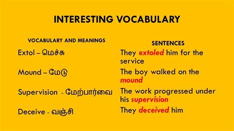 English Vocabulary Lesson In Tamil Class 7 Youtube