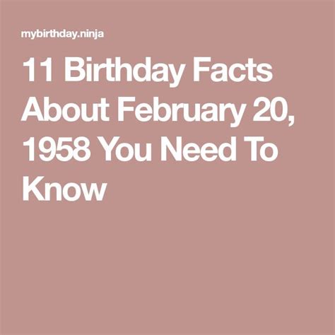 18 Fun Birthday Facts About February 20 1958 You Must Know Birthday