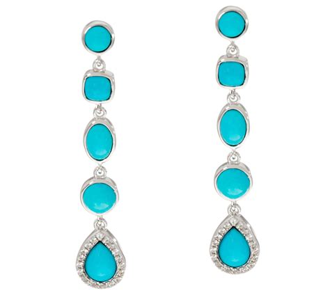 Multi Cut Sleeping Beauty Turquoise Sterling Drop Earrings QVC Com
