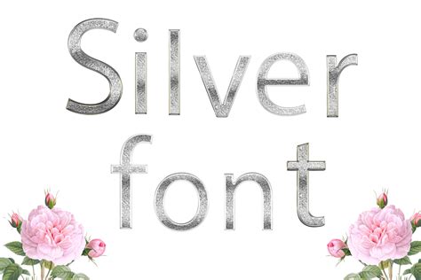 Silver Metal Letters Silver Sparkle Digital Alphabet Silver Font By