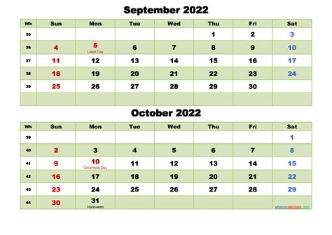 September October 2022 Calendar Printable October 2022 Calendar All