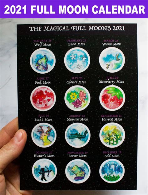 Magic Full Moon Lunar Calendar Traditional Full Moon Names And