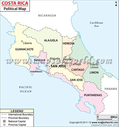 Costa Rica Political Map Costa Rica Mapa Politico