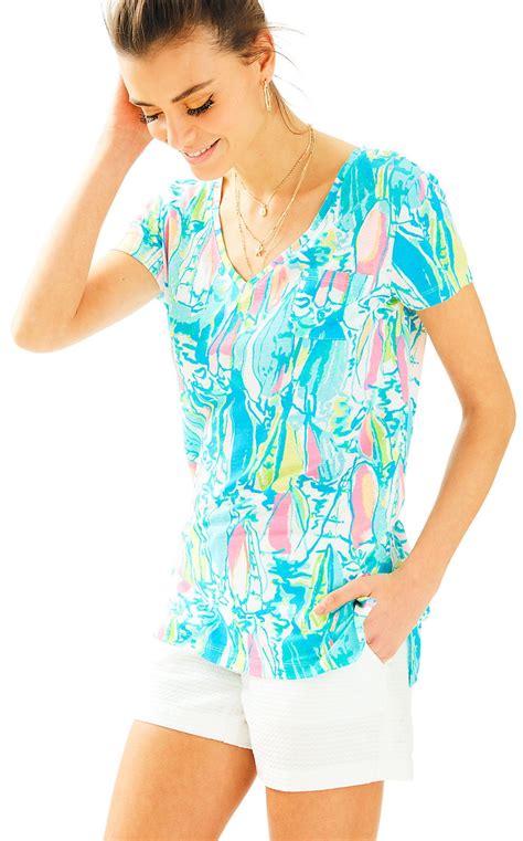 Lilly Pulitzer Meredith Short Sleeve Tee In Multi Beach And Bae Reduced