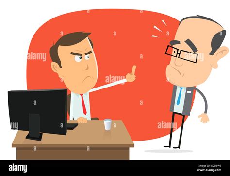 Illustration Of An Angry Cartoon Businessman Insulting His Fool Boss
