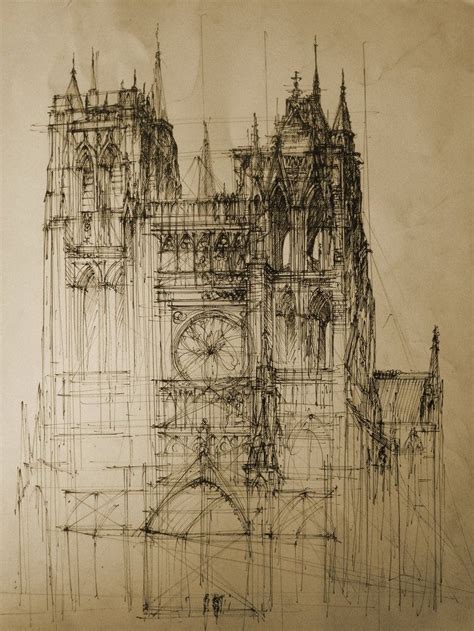 Gothic Cathedral Ghosted Architectural Drawings By Monika Domaszewska