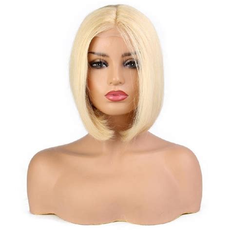 Lace Front Wig Short Length Bob Cut Color Platinum Blonde