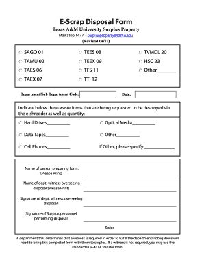 Scrap Disposal Format Fill Online Printable Fillable Blank Pdffiller