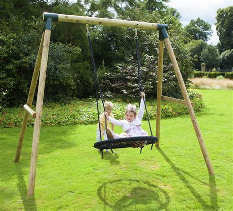 Rebo Mercury Wooden Garden Swing Set Spider Netnest Swing Ebay