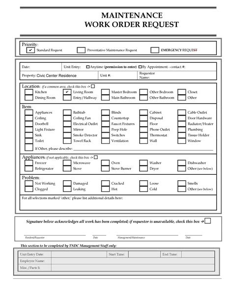 Free Printable Maintenance Request Form Template Printable Free Templates