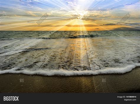 Ocean Sunset Rays Image And Photo Free Trial Bigstock