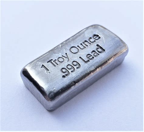 1 Troy Ounce 999 Fine Lead Bullion Bar No Logo Grimm Metals