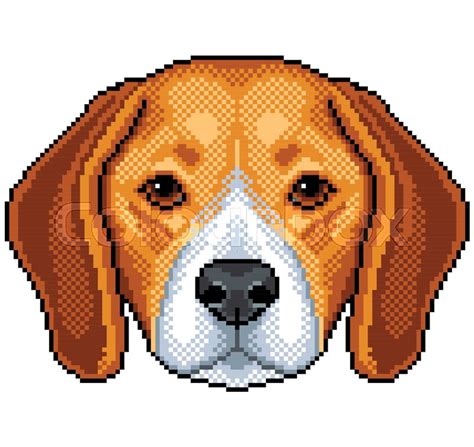 Pixel Beagle Dog Portrait Detailed Stock Vector Colourbox