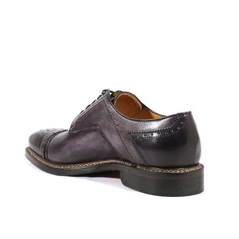 Jose Real Italian Mens Designer Shoes Slavato Crust Antracite Oxfords