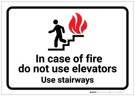 In Case Of Fire Do Not Use Elevators Use Stairways With Icons