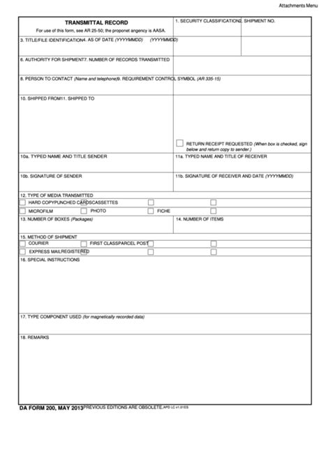 Fillable Da Form 200 Relocation Of Settlement Conference Printable