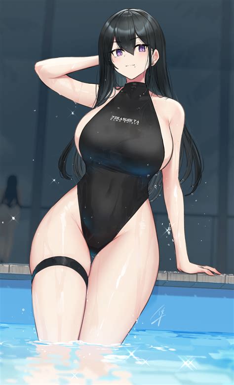 Hayabusa Classy Black Haired Girl Hayabusa Original Commentary Highres 2girls Bare