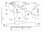 Printable 5 Oceans Coloring Map for Kids | The 7 Continents of the World