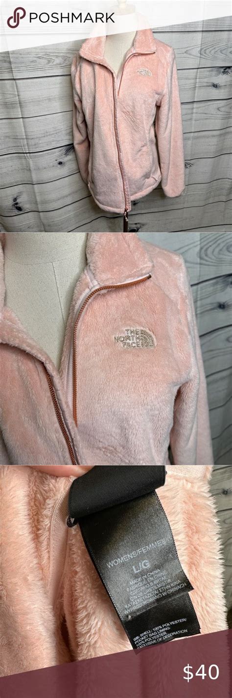 the north face light pink fuzzy jacket rose gold zipper pink fuzzy jacket face light light