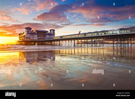 Sunset Over The Grand Pier At Weston Super Mare Somerset England Uk